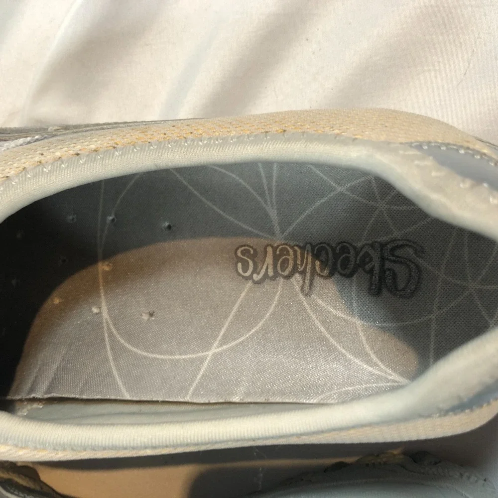 Skechers Bikers Step-Up SN21213 Slip On Leather Silver Shoes Womens US 8 EU 39‎